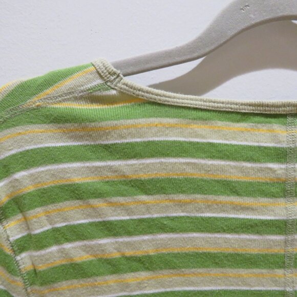 VINTAGE ABERCROMBIE & FITCH Striped V Neck Cotton Tee Top 90s Y2K Friends Size L - Picture 12 of 14